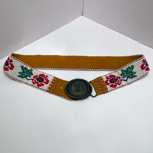 Vintage Kolcaco USA Floral Seed Bead Suede Belt with Designer Series D Buckle main image 11
